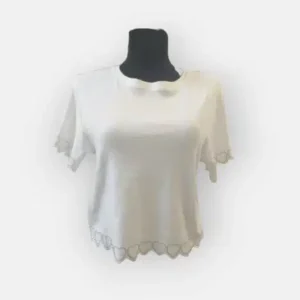 crop top à bordure cœur blanc