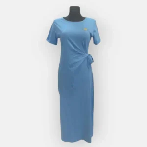 robe t-shirt à fente maxi bleu