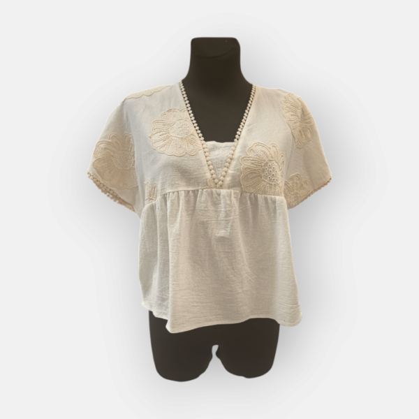 blouse bohème courte blanche