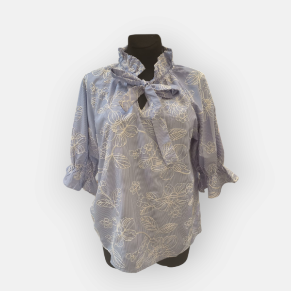 blouse à col lavallière bleu