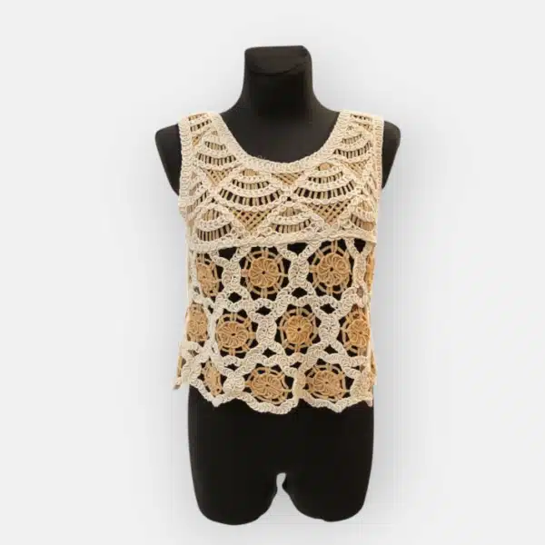 débardeur crocheté taupe