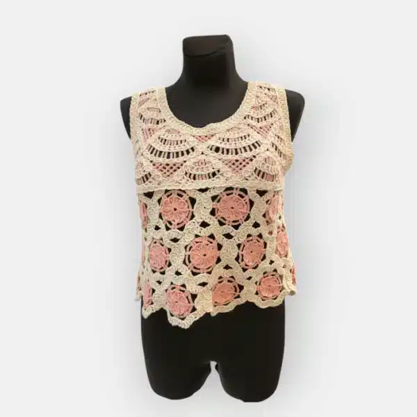 débardeur crocheté rose