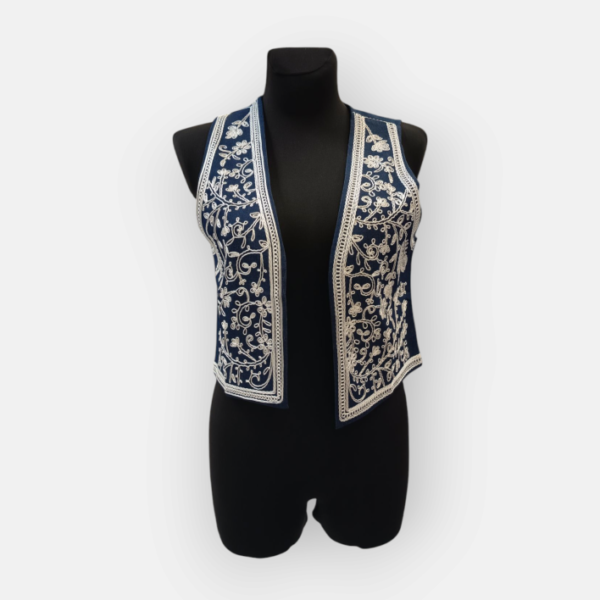 gilet traditionnel brodé bleu foncé