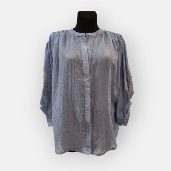 blouse ample à manches longue bleu