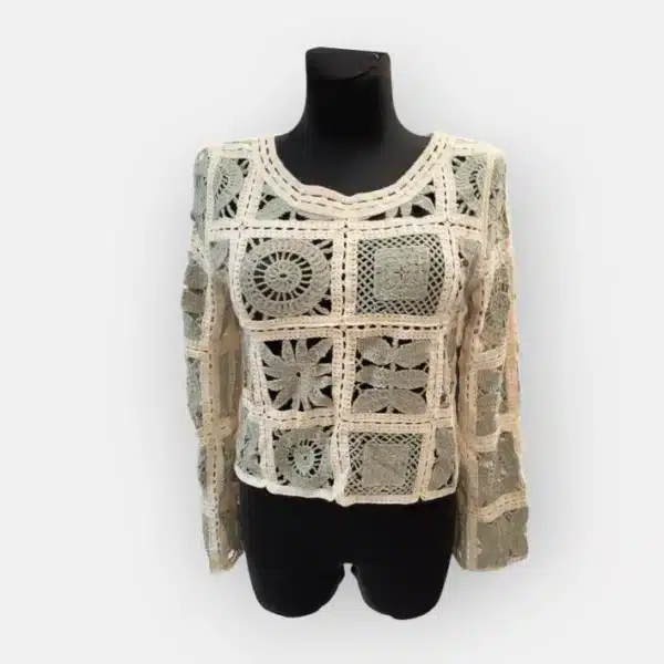 pull en crochet vert