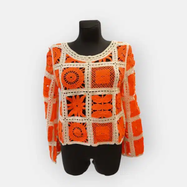 pull en crochet orange
