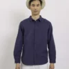 chemise à manches courtes bleu marine