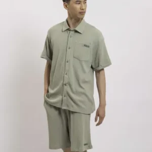 chemise à manches courtes boutonnée vert