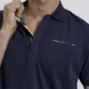polo à col boutonné avec détail fantaisie bleu marine
