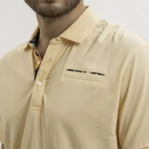 polo à col boutonné avec détail fantaisie beige