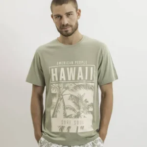 t-shirt imprimé "HAWAII" vert