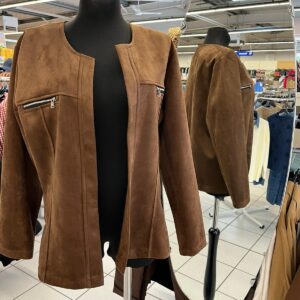Veste Daim Ouverte Grande Taille