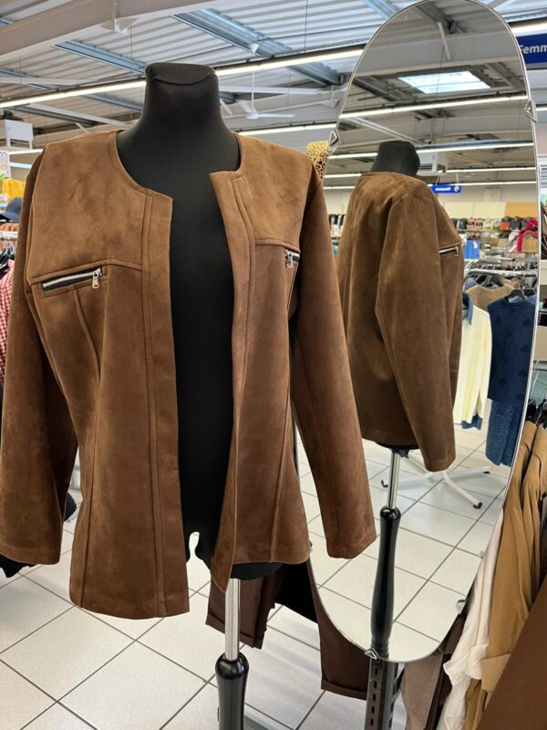 Veste Daim Ouverte Grande Taille
