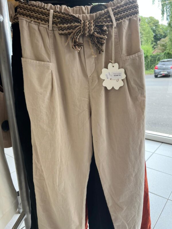 Pantalon velours léger ceinture tissu