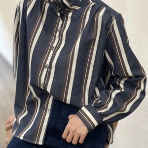 Chemise noire rayé marron blanc