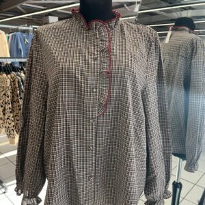 Chemise Quadrillée avec Col Grande Taille
