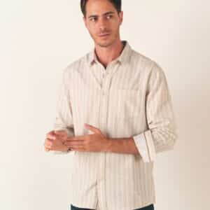 Chemise Beige Rayures Blanches