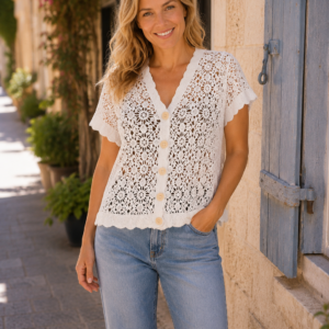 Gilet Dentelle Manches Courtes