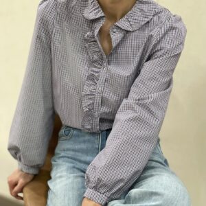 Chemise Bleue Col Vollant